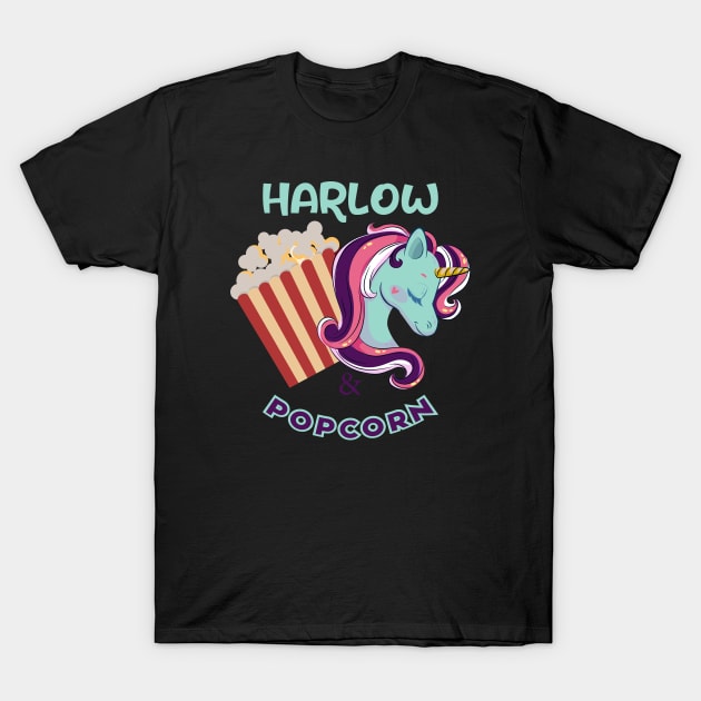 Harlow And Popcorn Funny Popcorn The Pony T-Shirt by Selva_design14